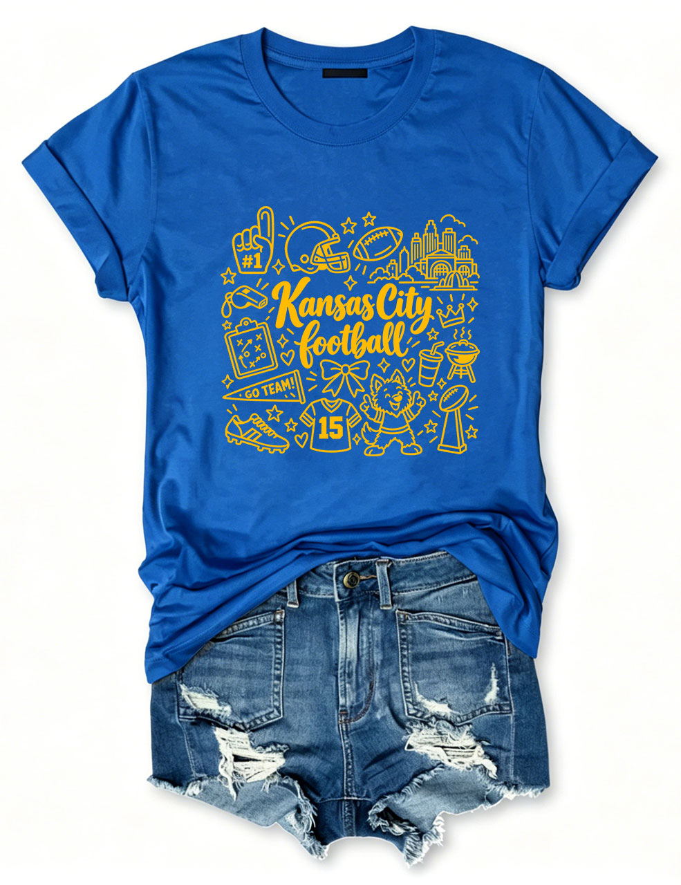 Kansas City Football Doodle Art T-Shirt