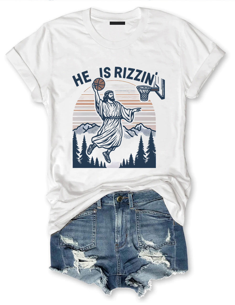 He is Rizzin Funny Jesus Playing Basketball T-shirt