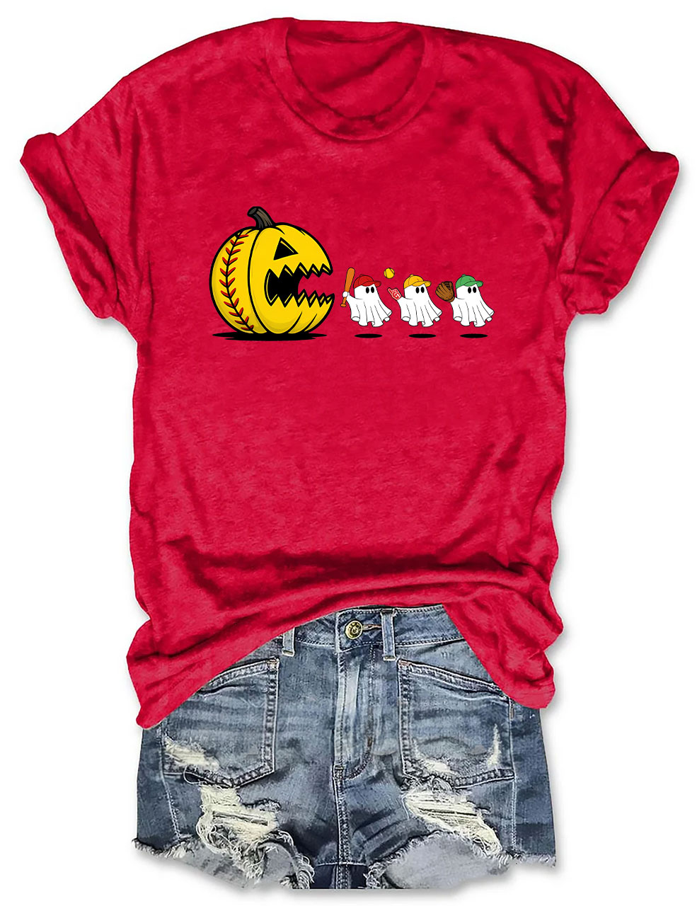 Funny Spooky Ghosts Softball T-Shirt