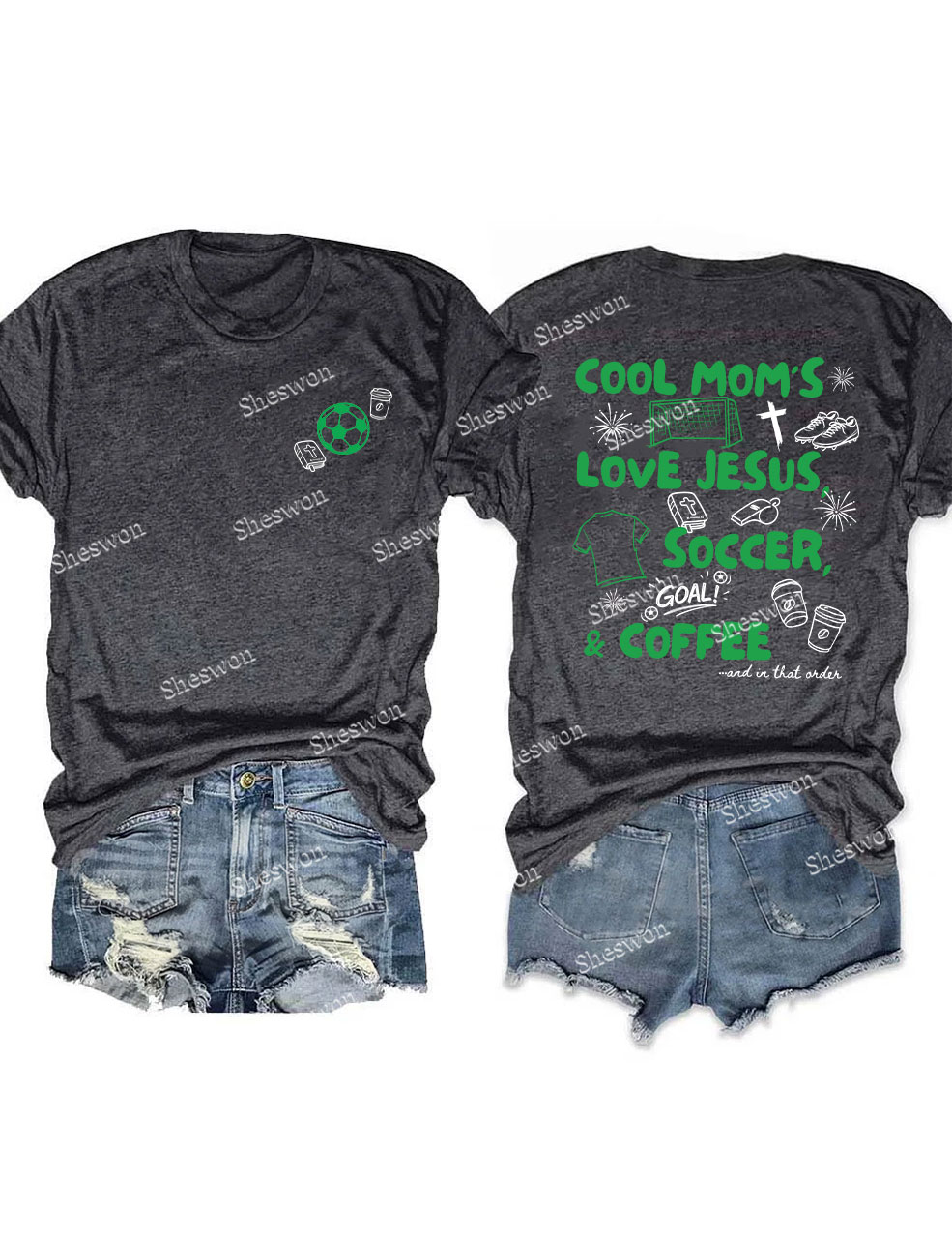 Cool Mom's Love Jesus & Soccer Funny T-Shirt