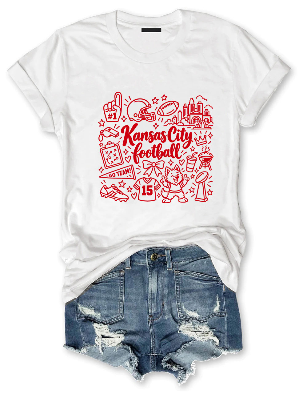 Kansas City Football Doodle Art T-Shirt