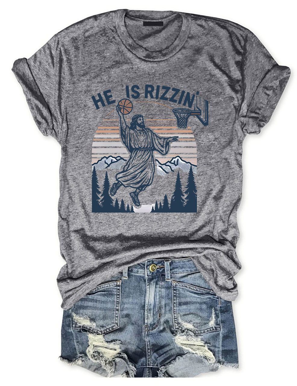 He is Rizzin Funny Jesus Playing Basketball T-shirt