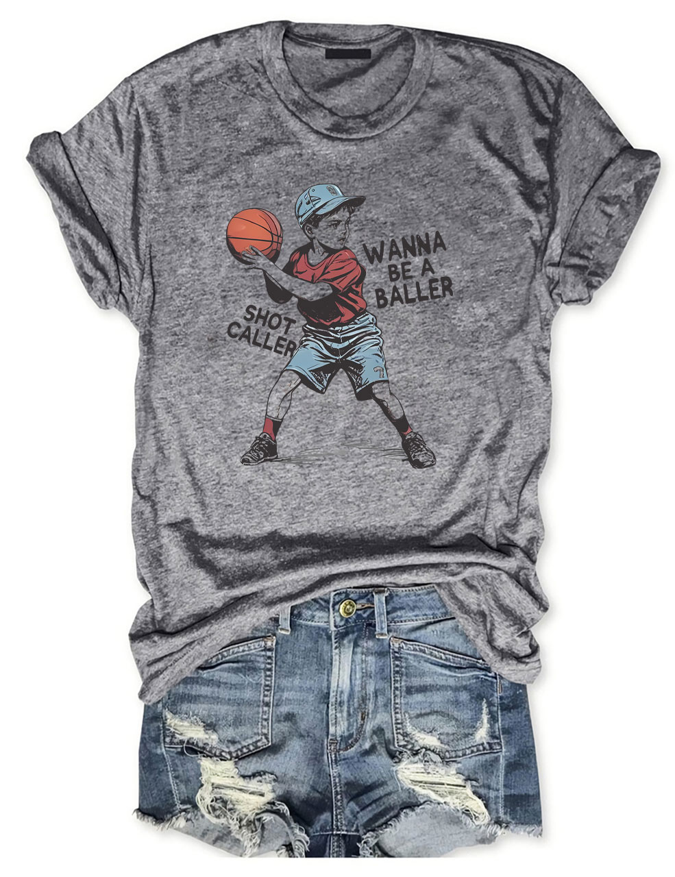 Wanna be a baller shot caller Retro Basketball T-shirt