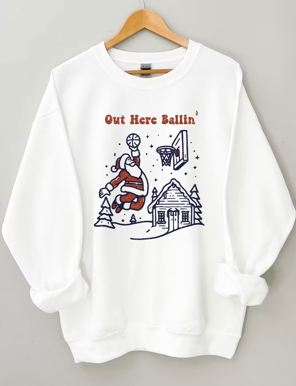 Out Here Ballin Santa Playing Basketball Sweatshirt