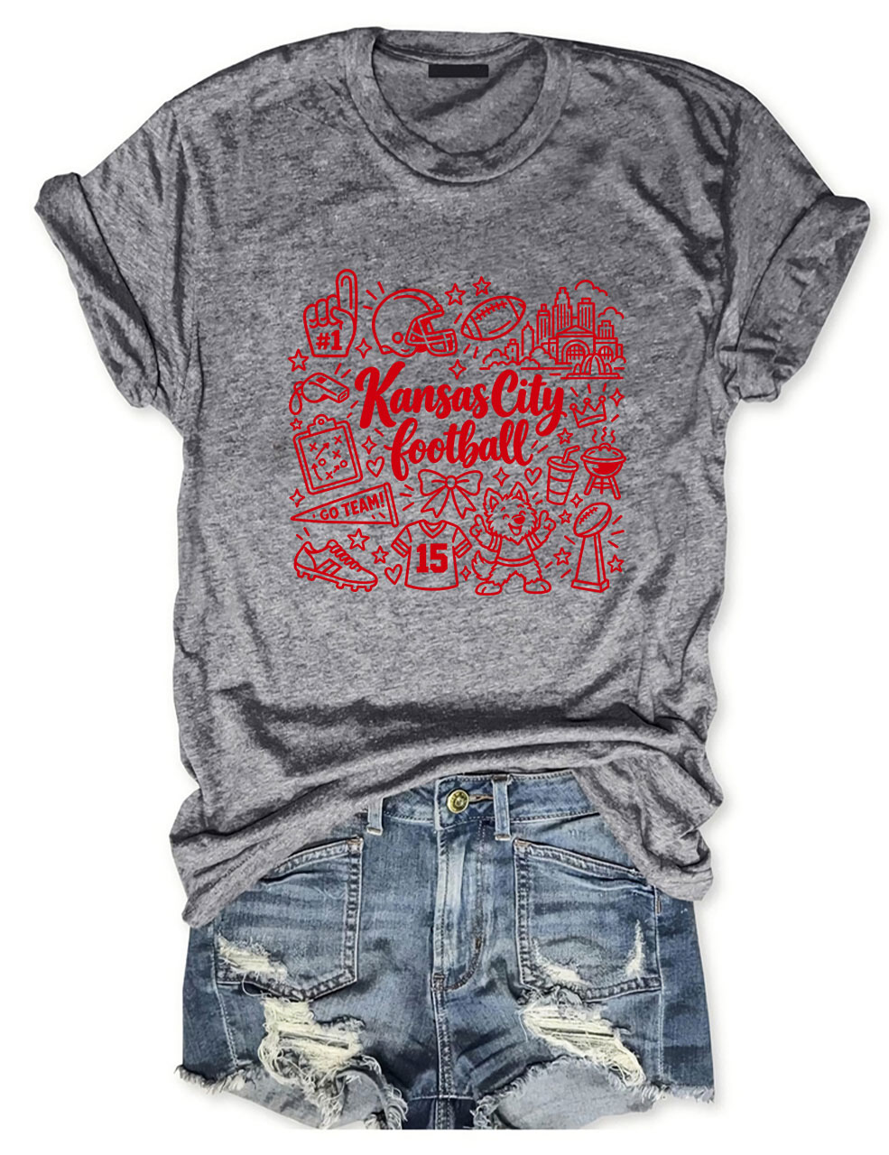 Kansas City Football Doodle Art T-Shirt