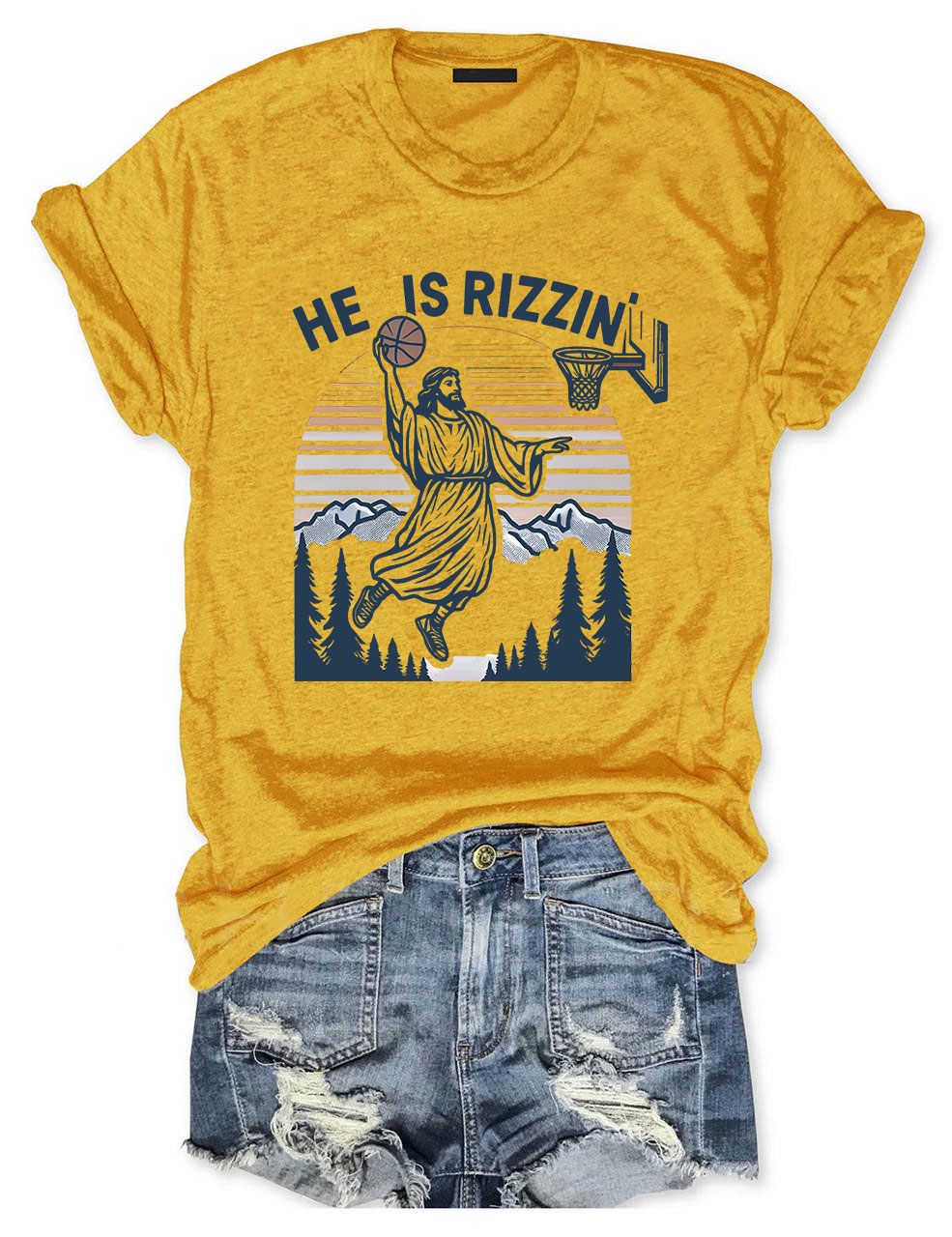 He is Rizzin Funny Jesus Playing Basketball T-shirt
