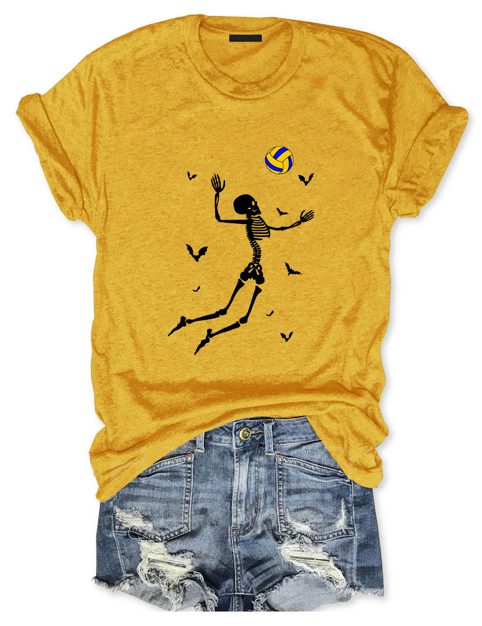Dancing Skeletons Funny Halloween Volleyball T-shirt