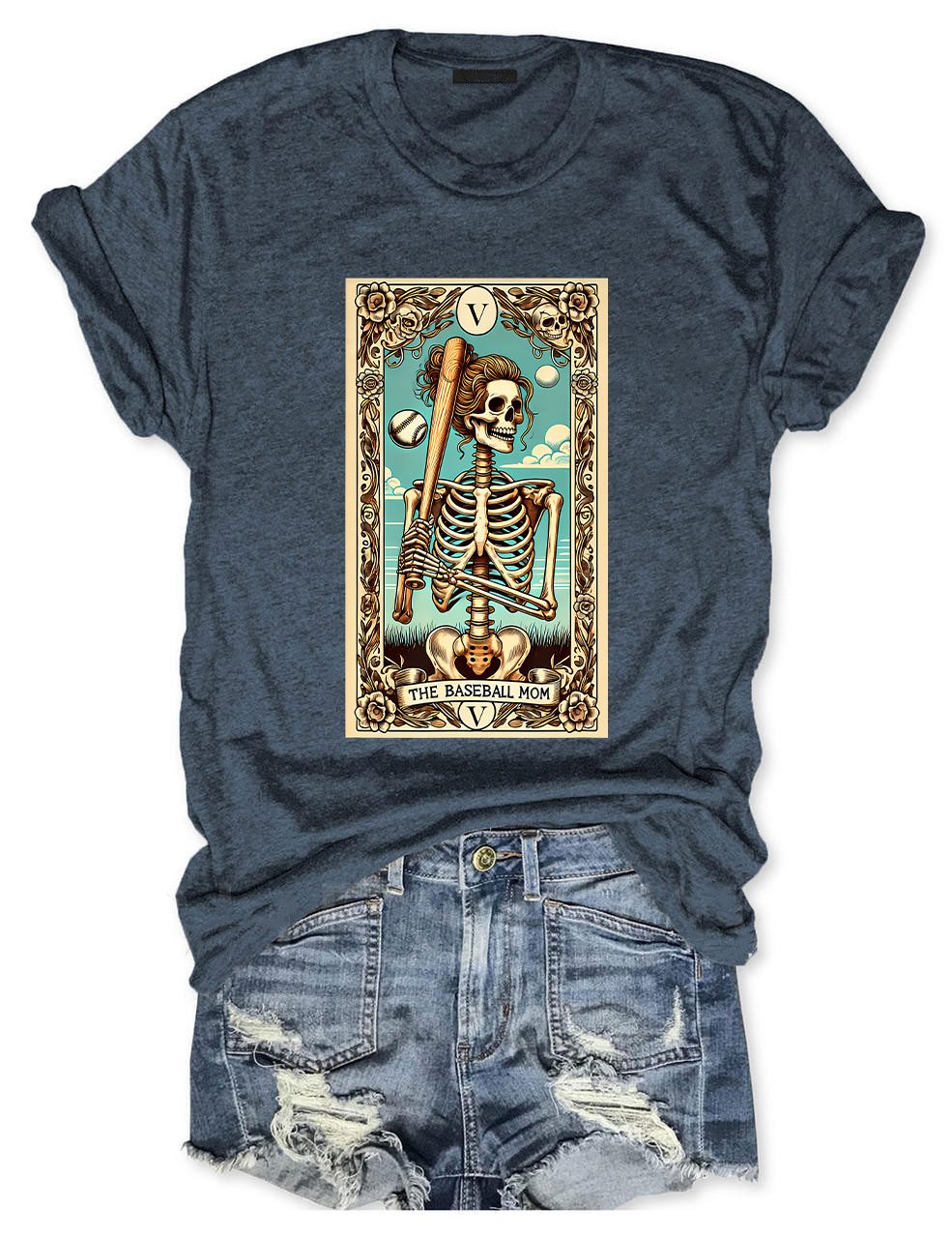 Funny Skeleton Softball Mom Tarot Card T-shirt