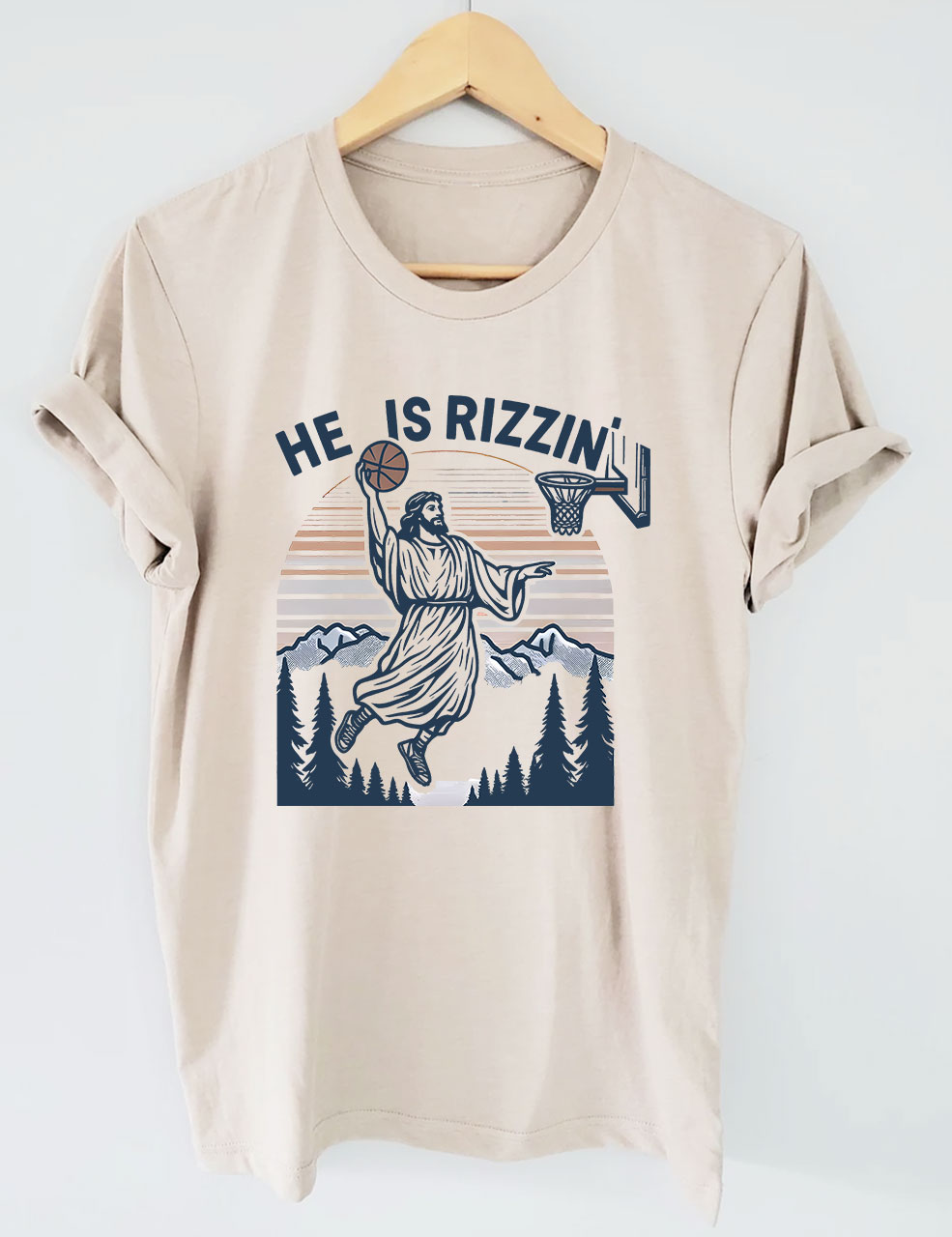 He is Rizzin Funny Jesus Playing Basketball T-shirt