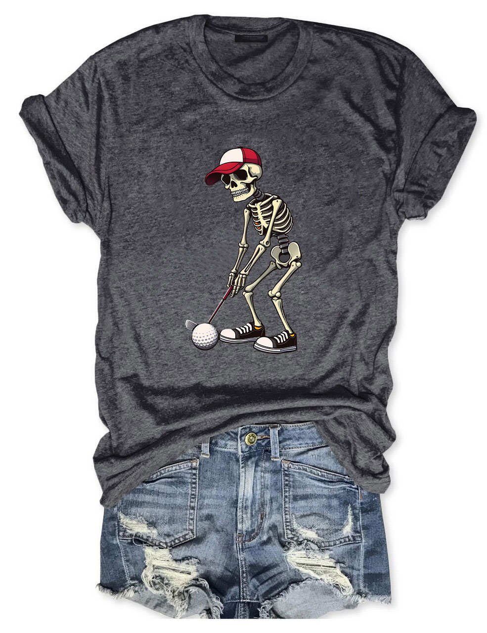 Cool Skeleton Golfer Funny T-shirt