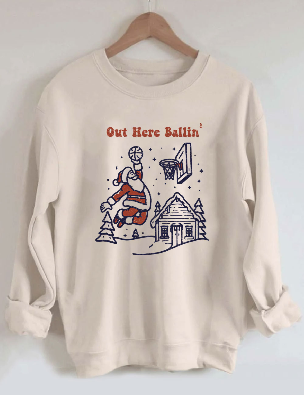 Out Here Ballin Santa Playing Basketball Sweatshirt