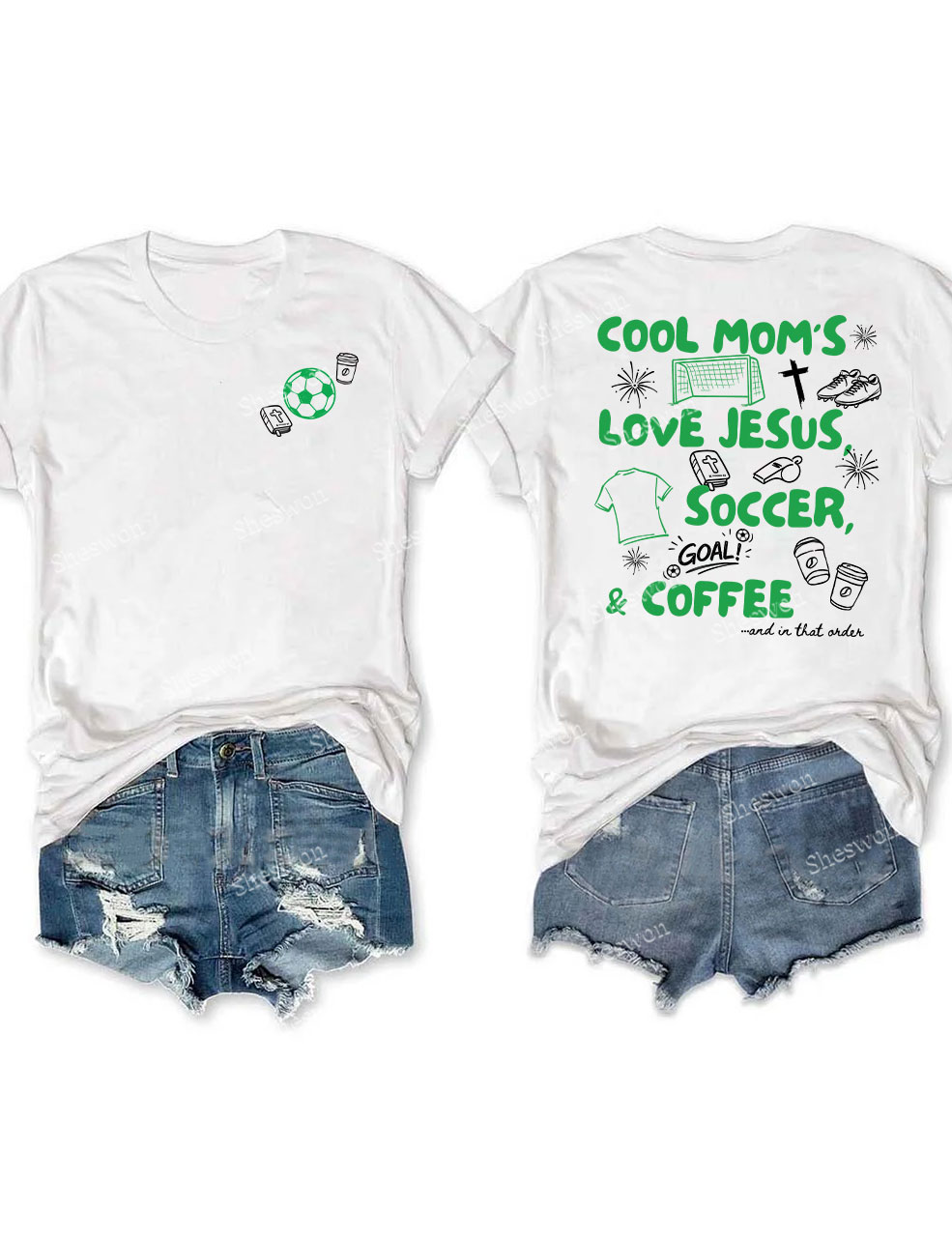 Cool Mom's Love Jesus & Soccer Funny T-Shirt