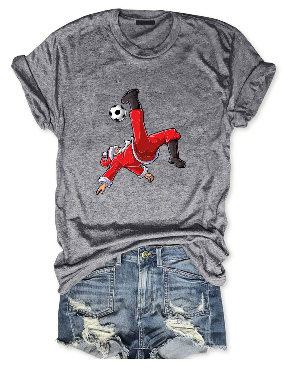 Christmas Soccer Santa Funny T-Shirt