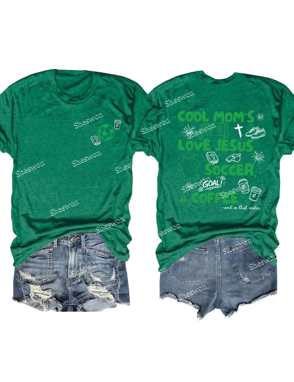 Cool Mom's Love Jesus & Soccer Funny T-Shirt