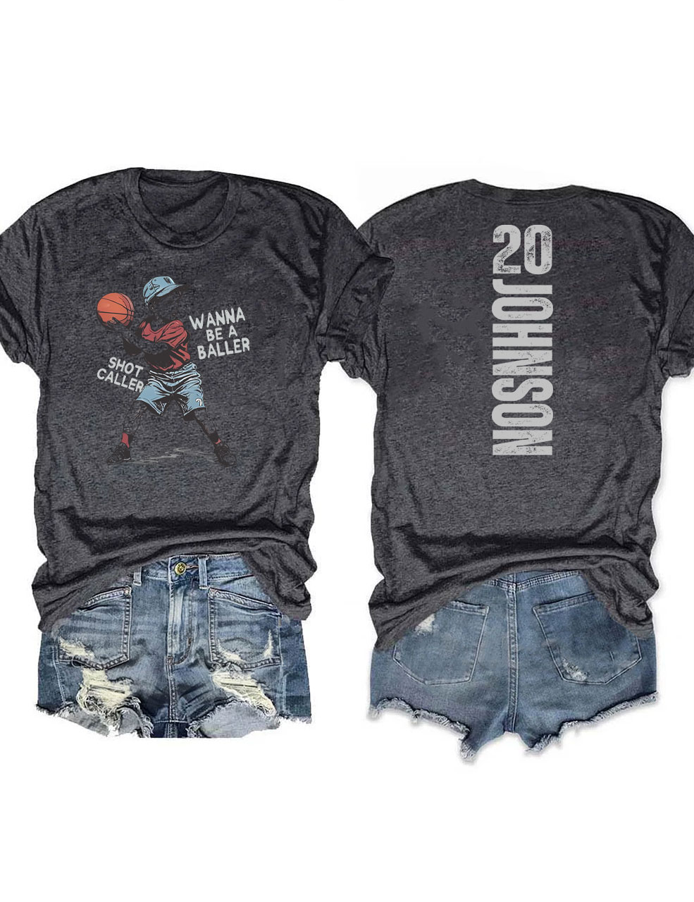 Custom Wanna be a baller shot caller Retro Basketball T-shirt