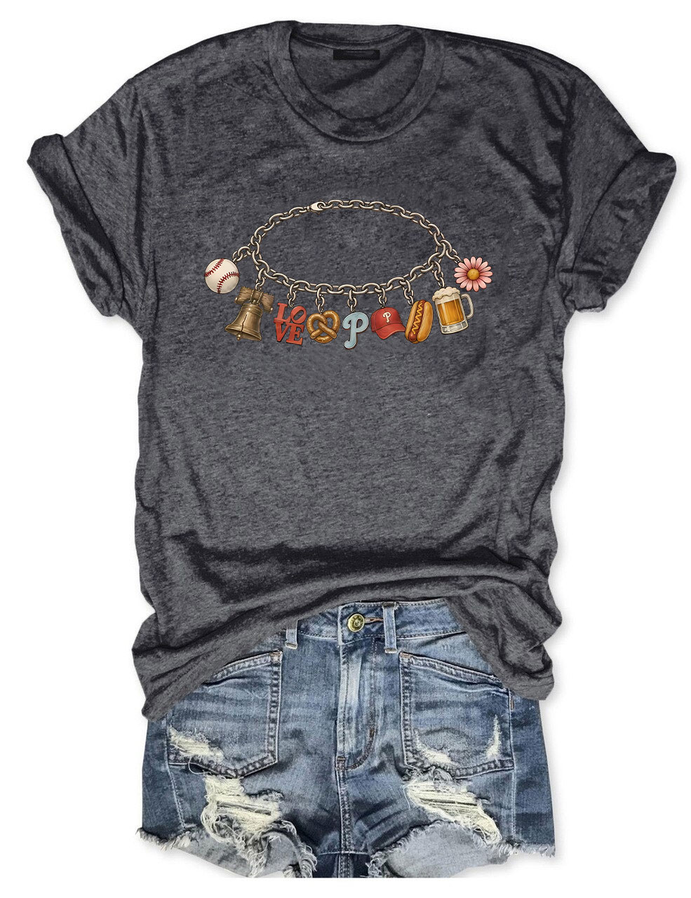 Phillies Charm Bracelet Baseball T-Shirt