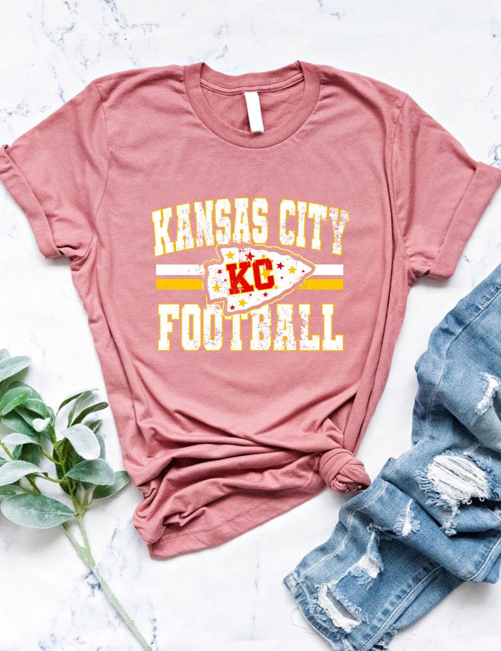 KC Chiefs Arrowhead Football T-Shirt