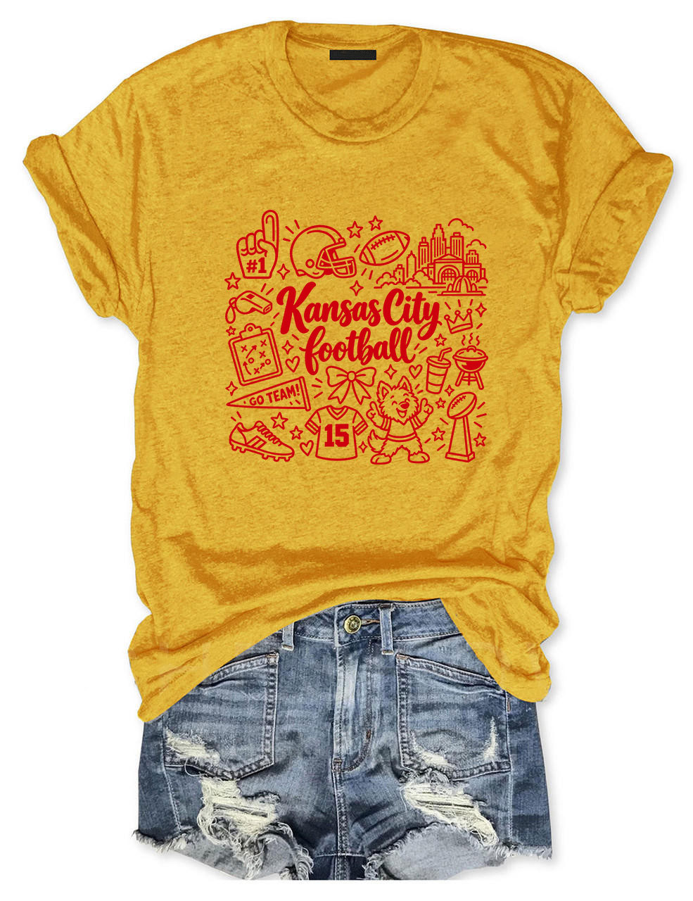 Kansas City Football Doodle Art T-Shirt