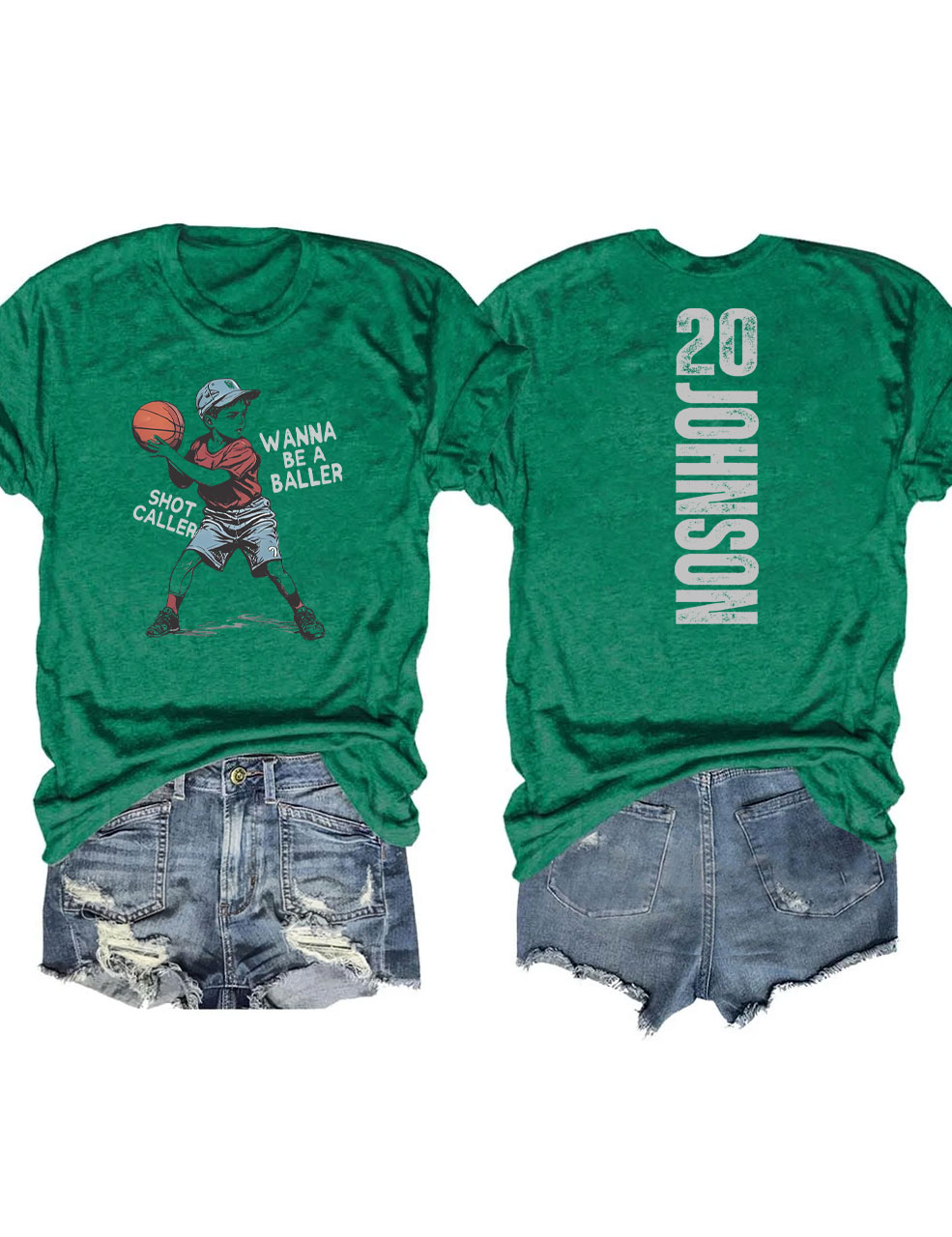 Custom Wanna be a baller shot caller Retro Basketball T-shirt