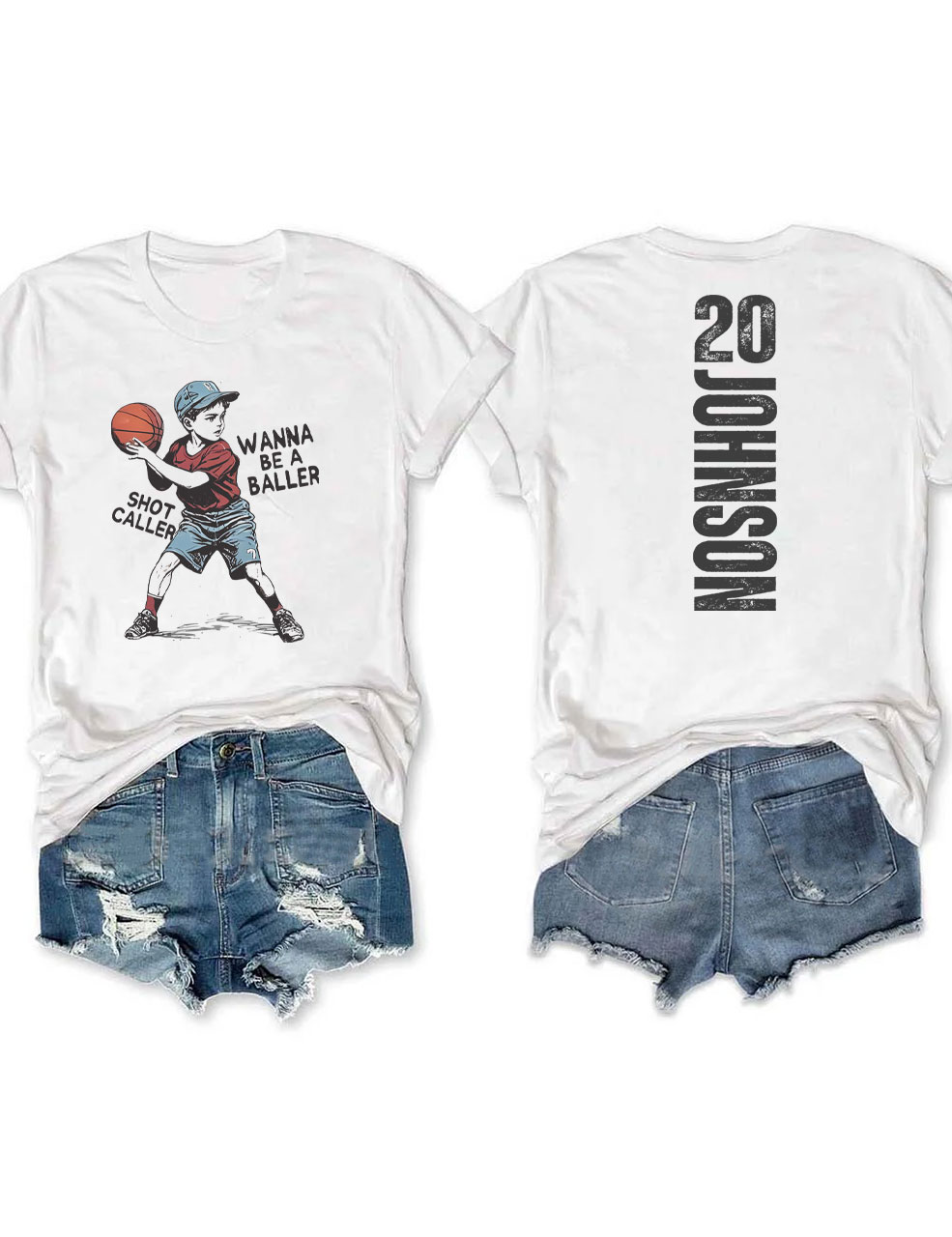 Custom Wanna be a baller shot caller Retro Basketball T-shirt