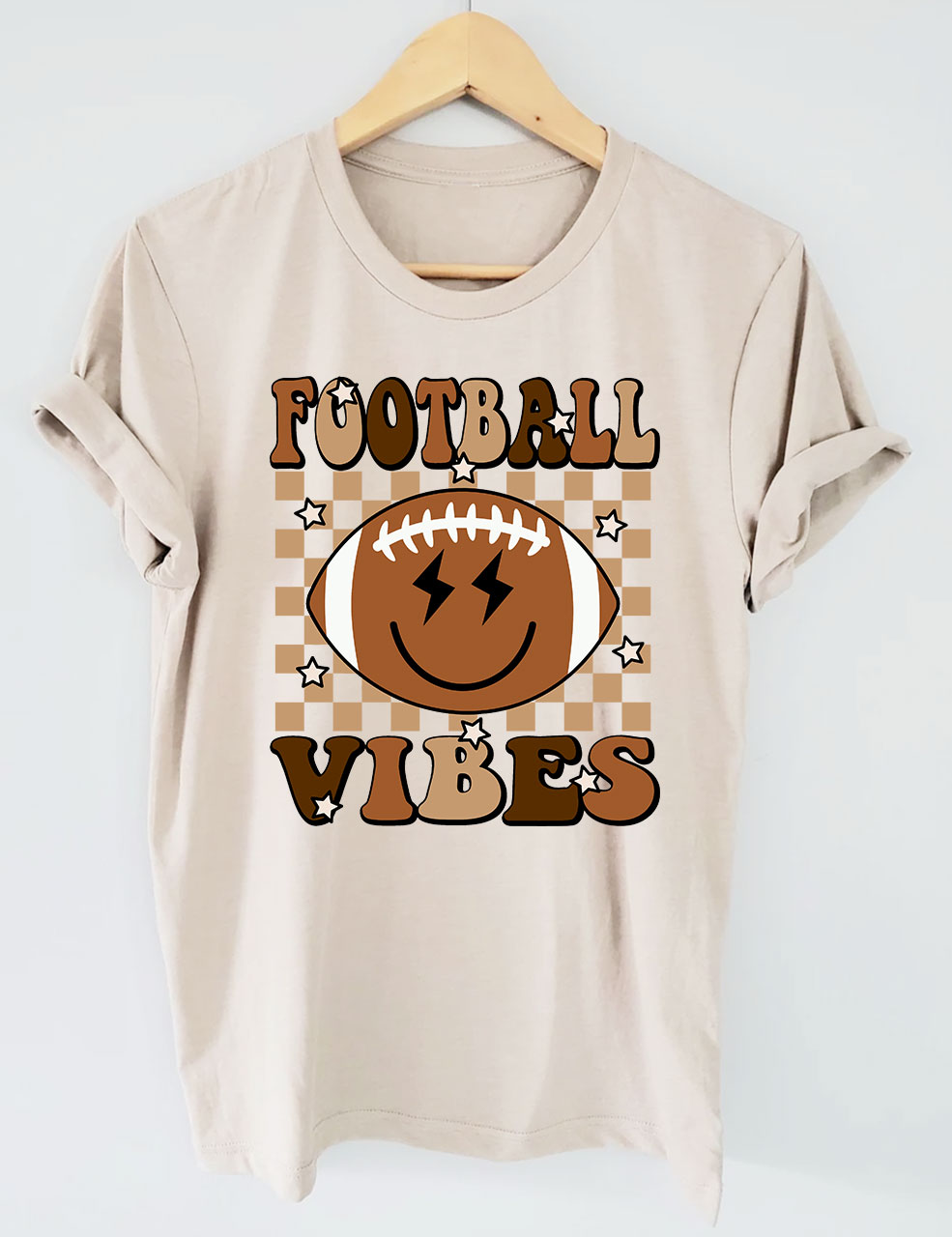 Smile Happy Face Football Vibes T-Shirt