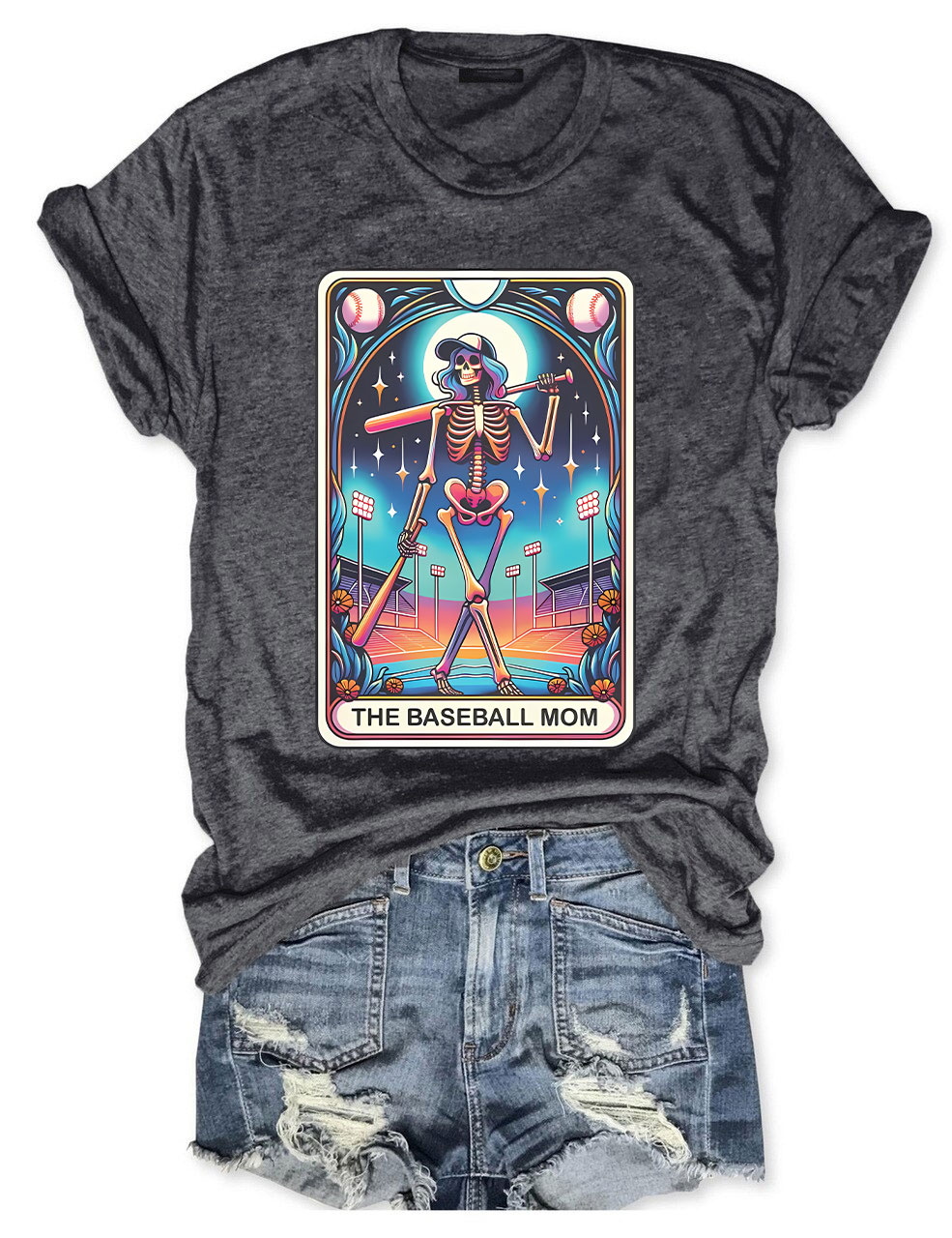 Skeleton Baseball Mom Tarot Card T-shirt