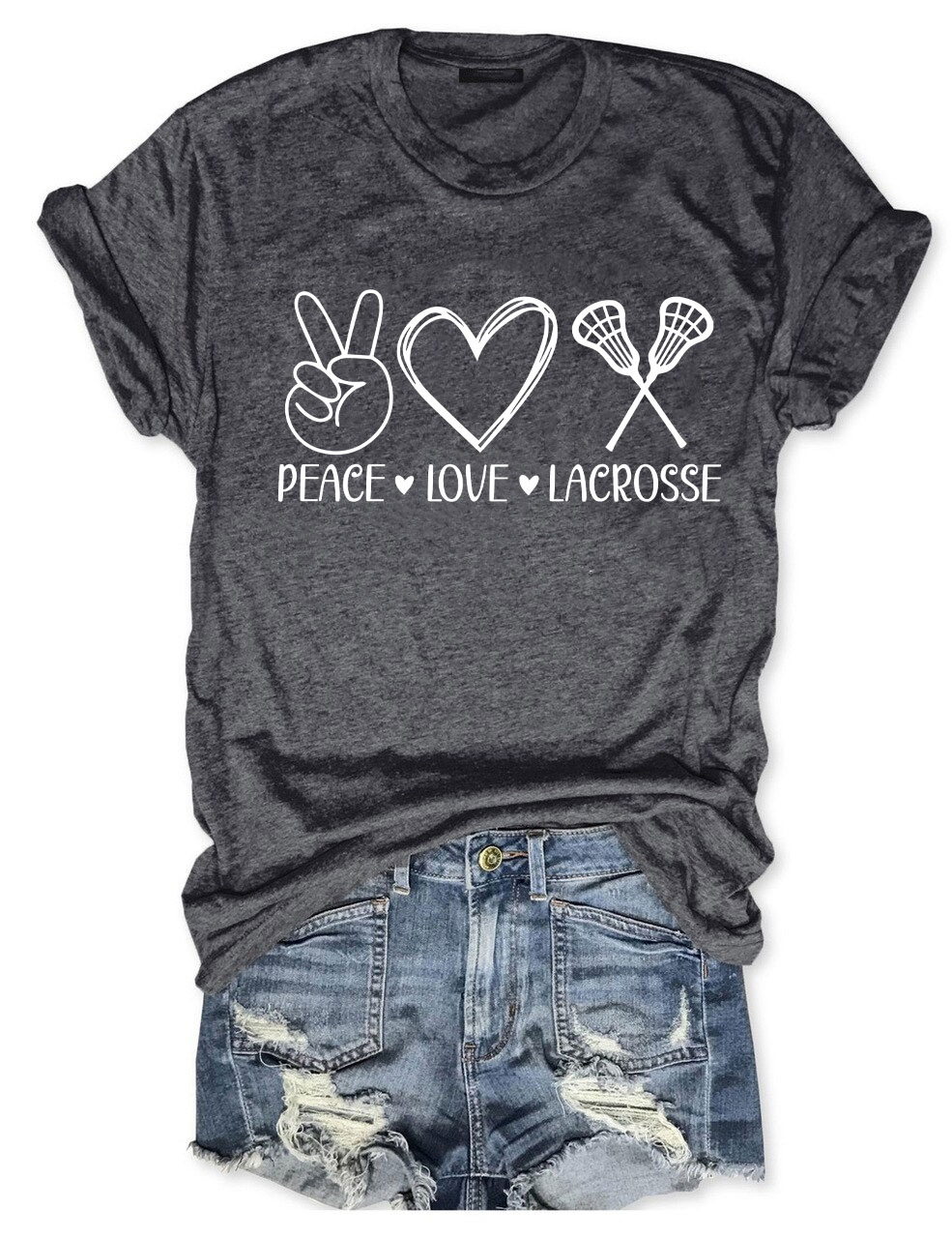 Peace Love Lacrosse Funny T-shirt