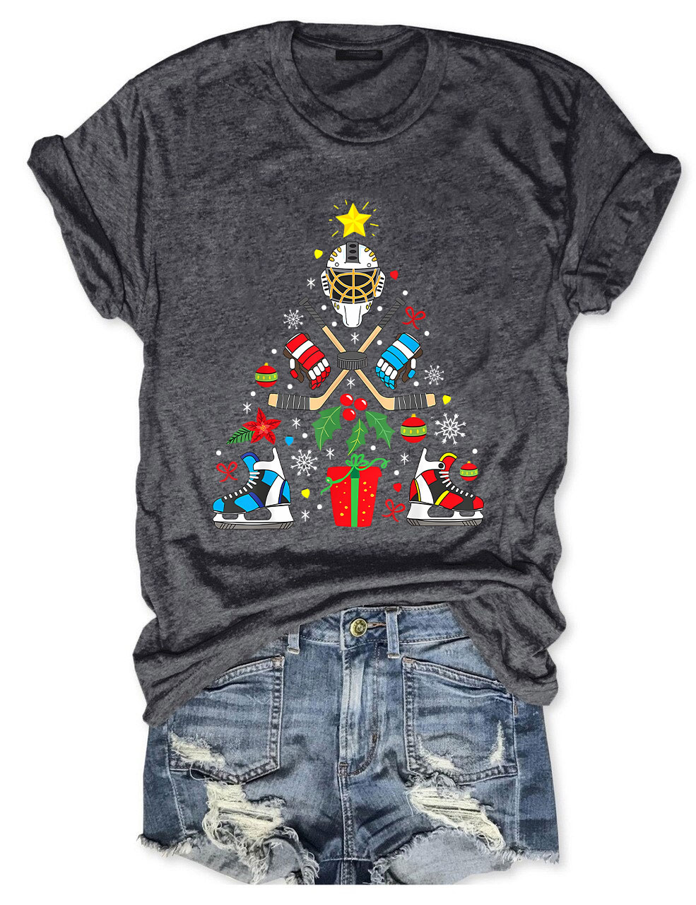 Christmas Ice Hockey Funny T-shirt