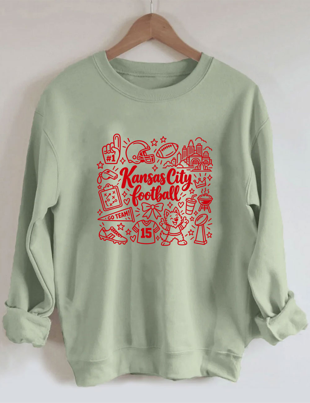 Kansas City Football Doodle Art Sweatshirt