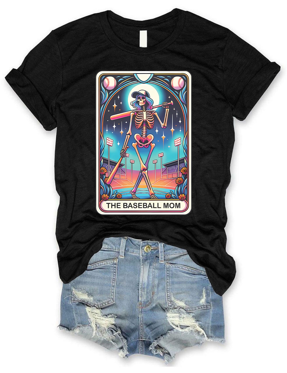 Skeleton Baseball Mom Tarot Card T-shirt