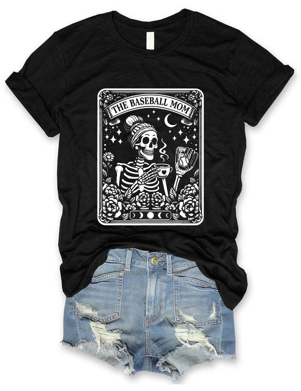 Funny Skeleton Baseball Mom Tarot Card T-shirt