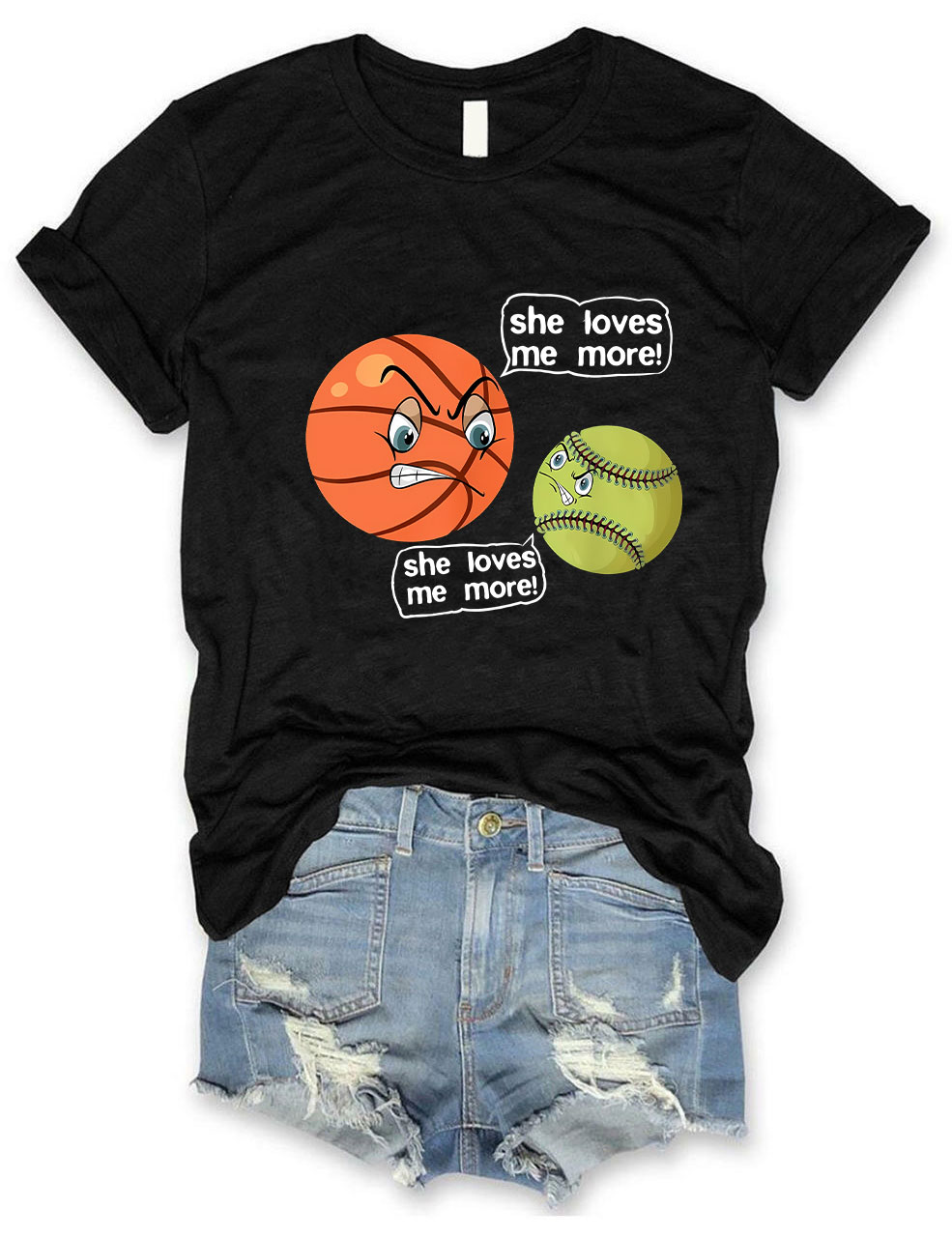 She Love Me Mores Softball Basketball Lvoers Basketball T-shirt