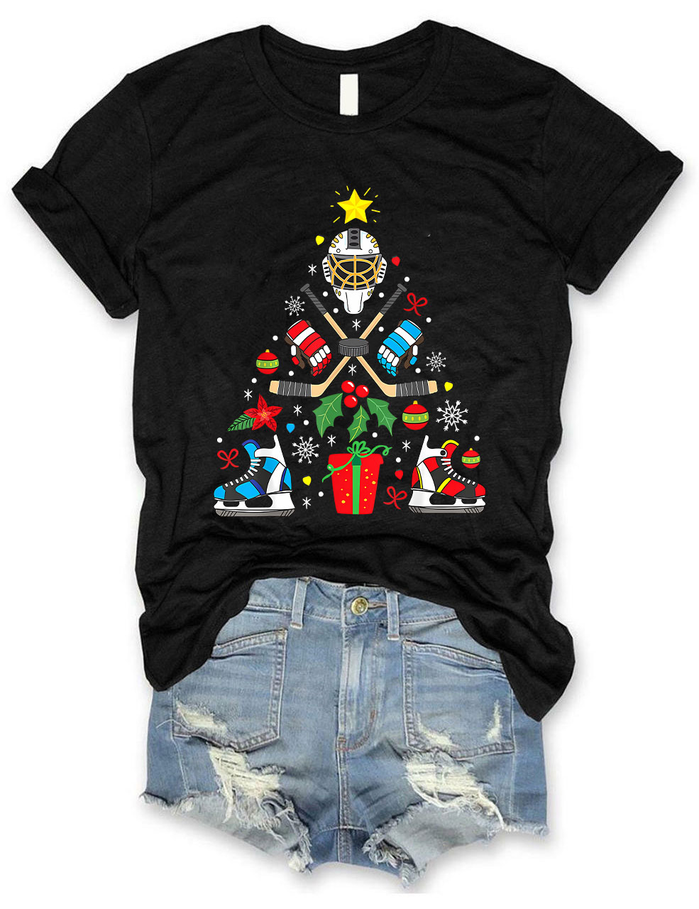 Christmas Ice Hockey Funny T-shirt