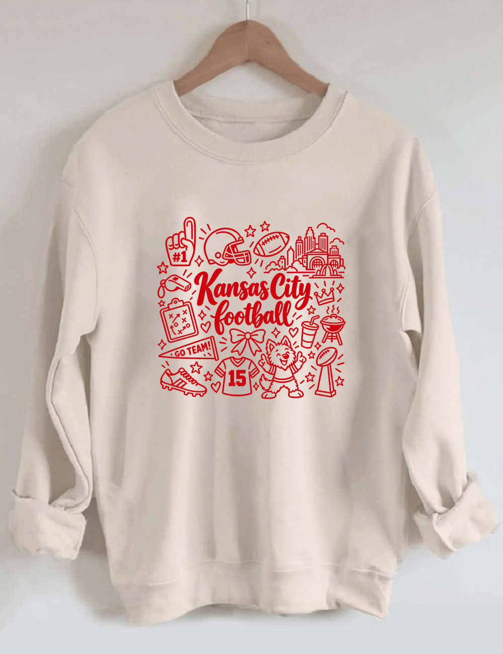 Kansas City Football Doodle Art Sweatshirt