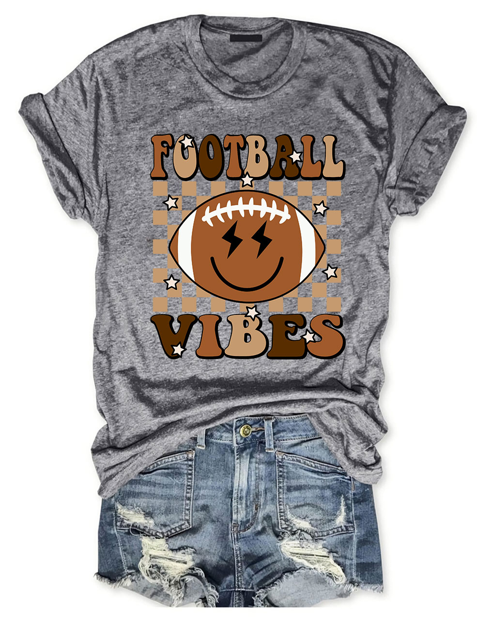 Smile Happy Face Football Vibes T-Shirt