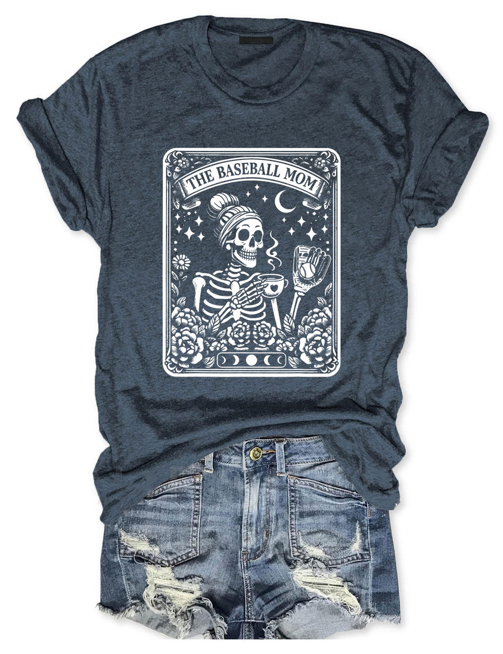 Funny Skeleton Baseball Mom Tarot Card T-shirt