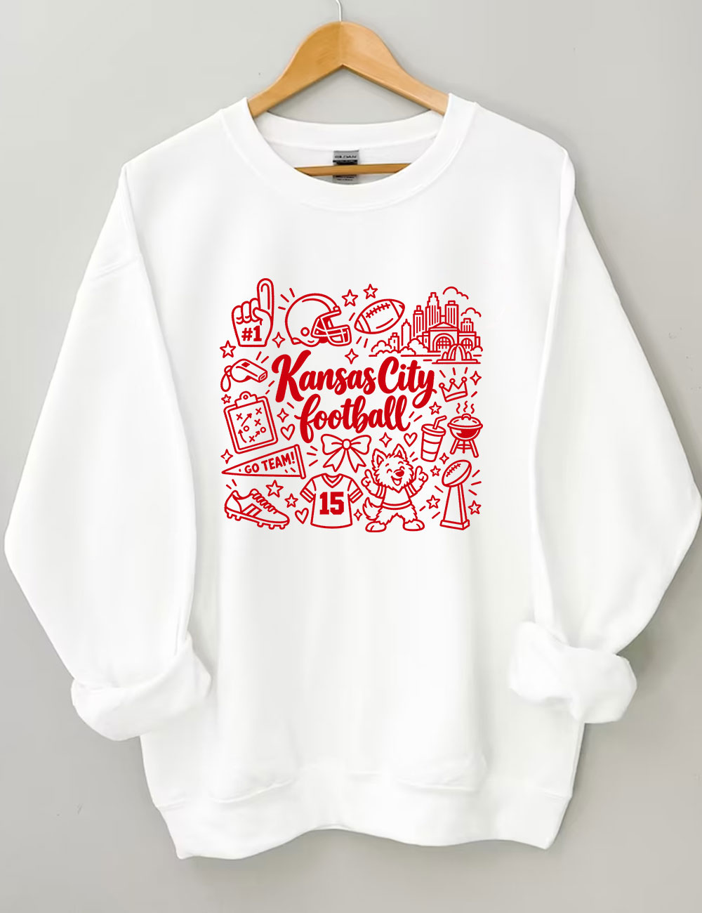 Kansas City Football Doodle Art Sweatshirt