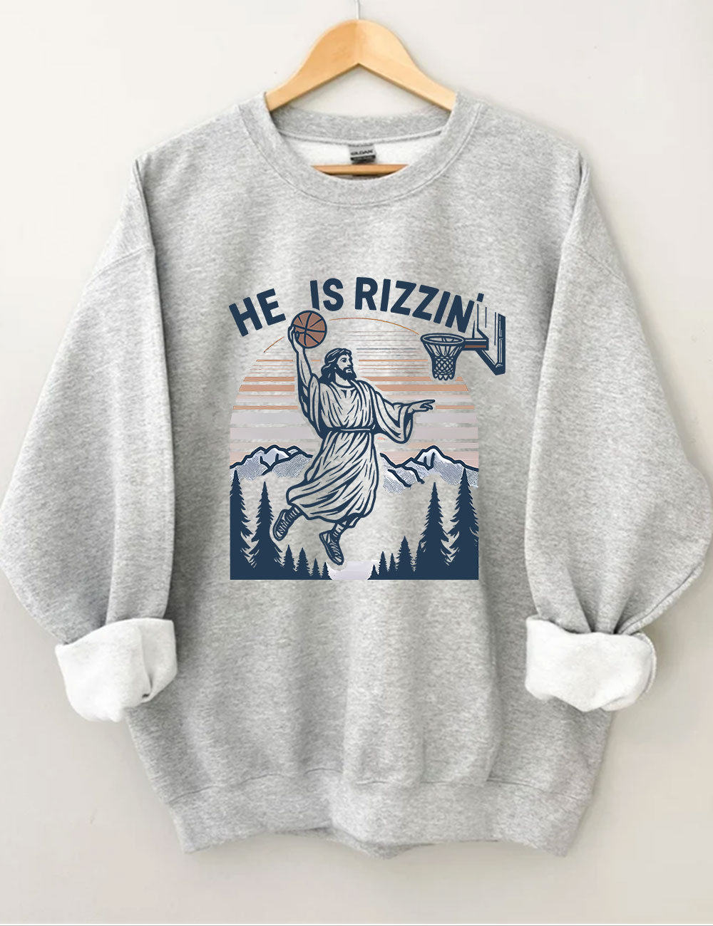 He is Rizzin Funny Jesus Playing Basketball Sweatshirt