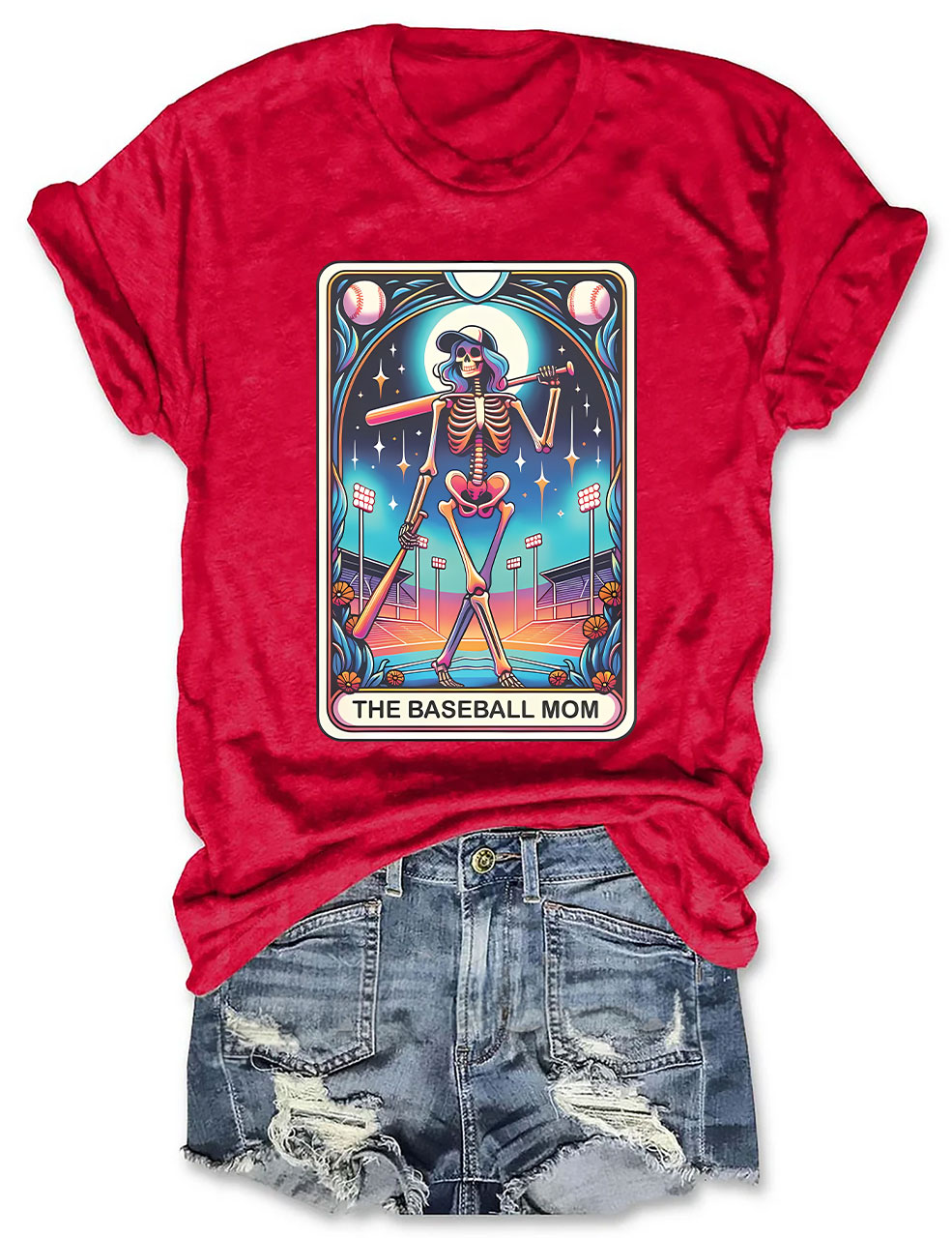 Skeleton Baseball Mom Tarot Card T-shirt
