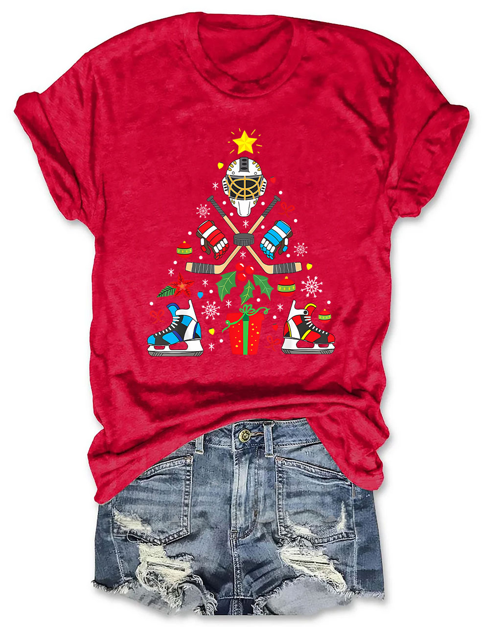 Christmas Ice Hockey Funny T-shirt