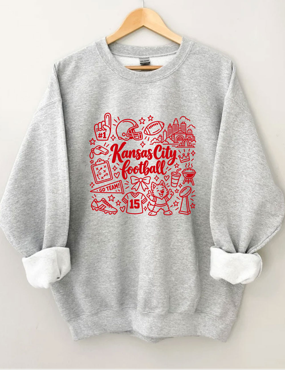 Kansas City Football Doodle Art Sweatshirt