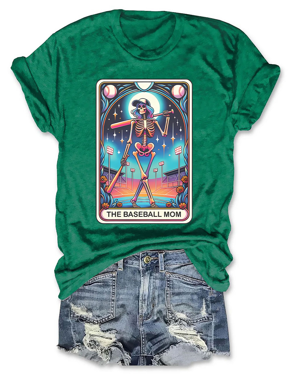 Skeleton Baseball Mom Tarot Card T-shirt