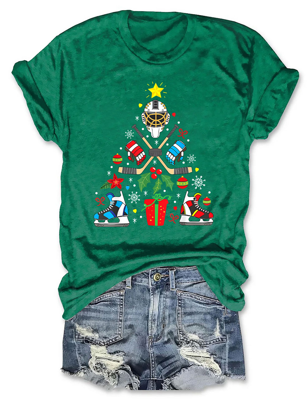 Christmas Ice Hockey Funny T-shirt