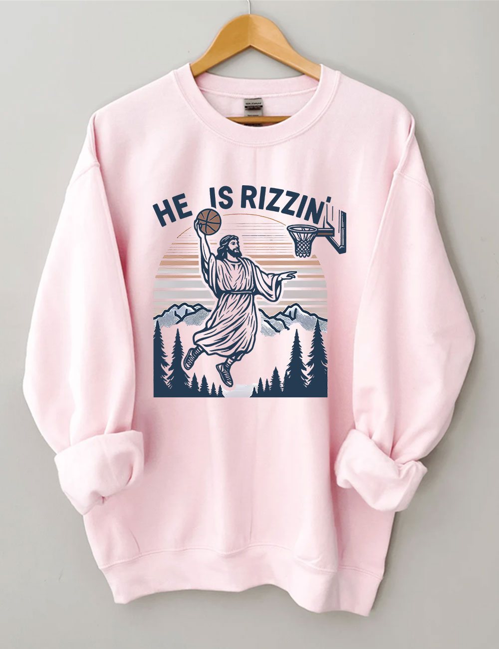 He is Rizzin Funny Jesus Playing Basketball Sweatshirt