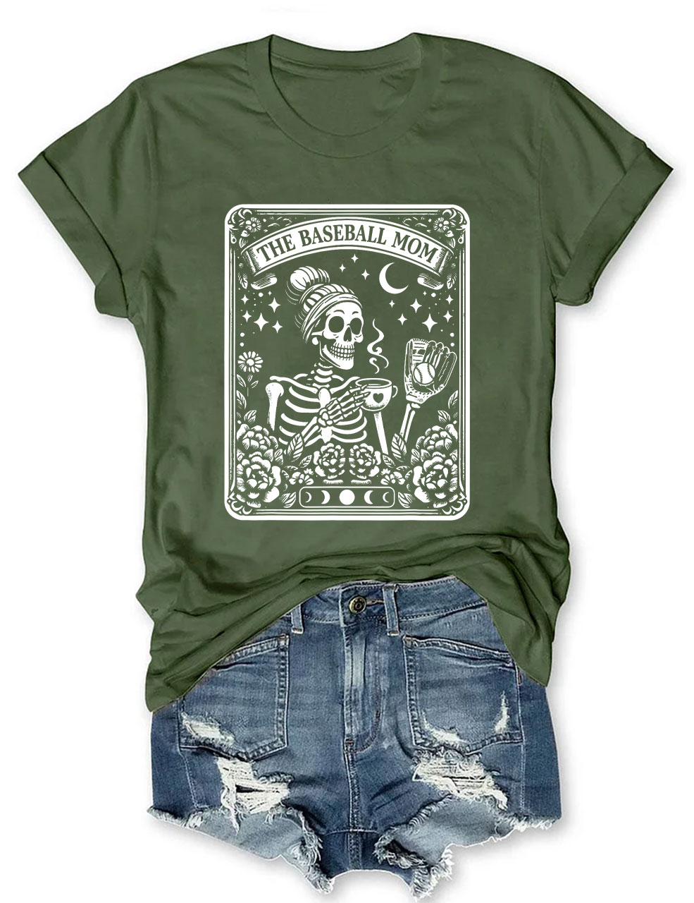 Funny Skeleton Baseball Mom Tarot Card T-shirt