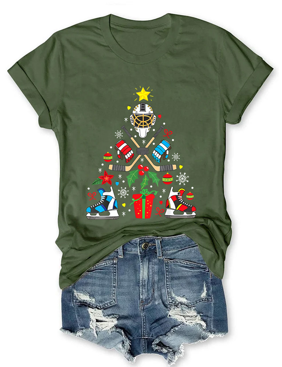 Christmas Ice Hockey Funny T-shirt