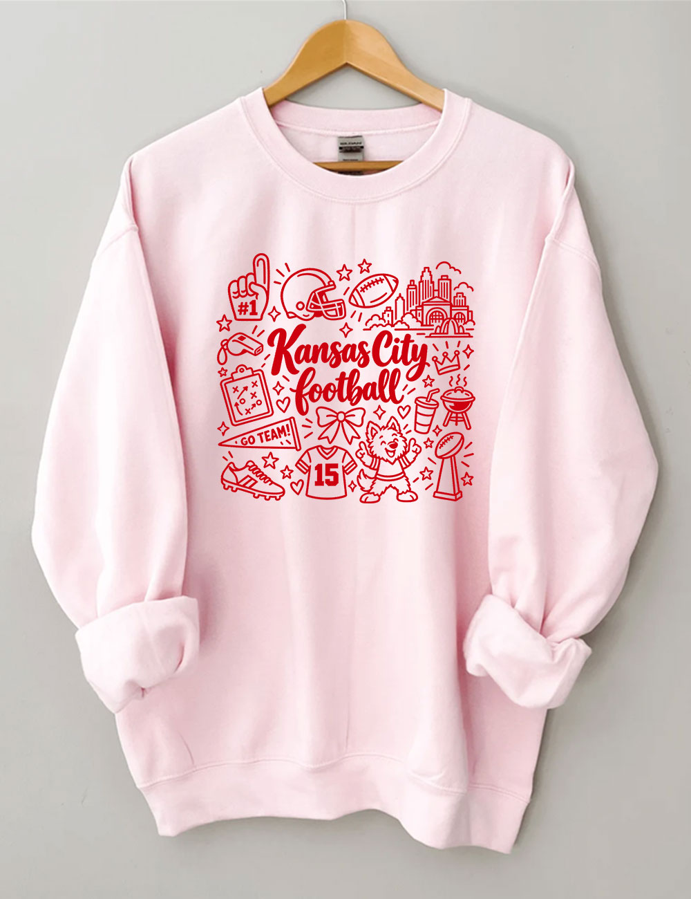 Kansas City Football Doodle Art Sweatshirt