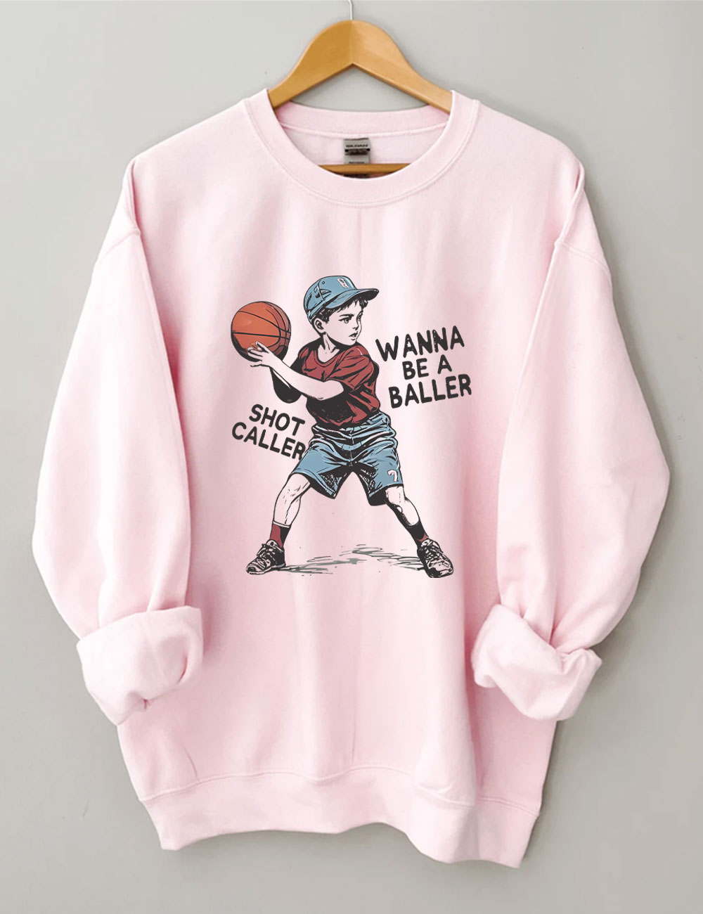 Wanna be a baller shot caller Retro Basketball Sweatshirt