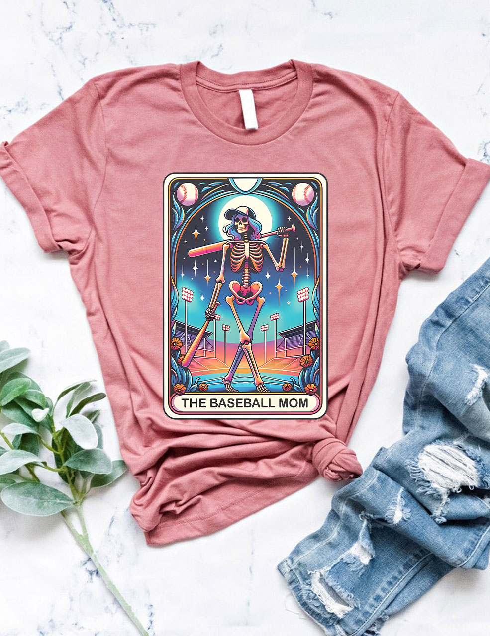 Skeleton Baseball Mom Tarot Card T-shirt
