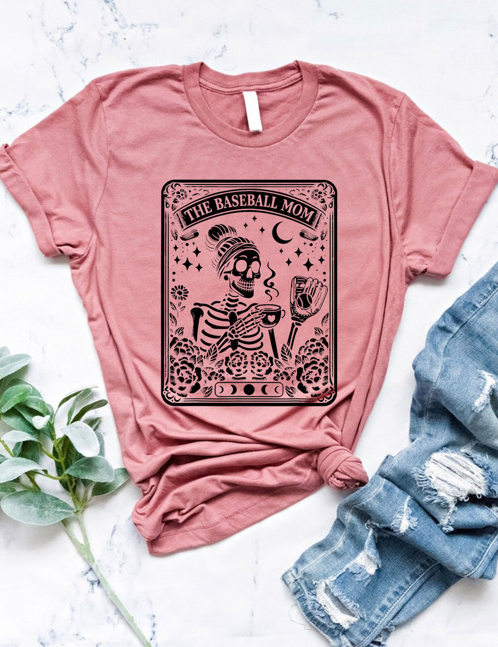Funny Skeleton Baseball Mom Tarot Card T-shirt